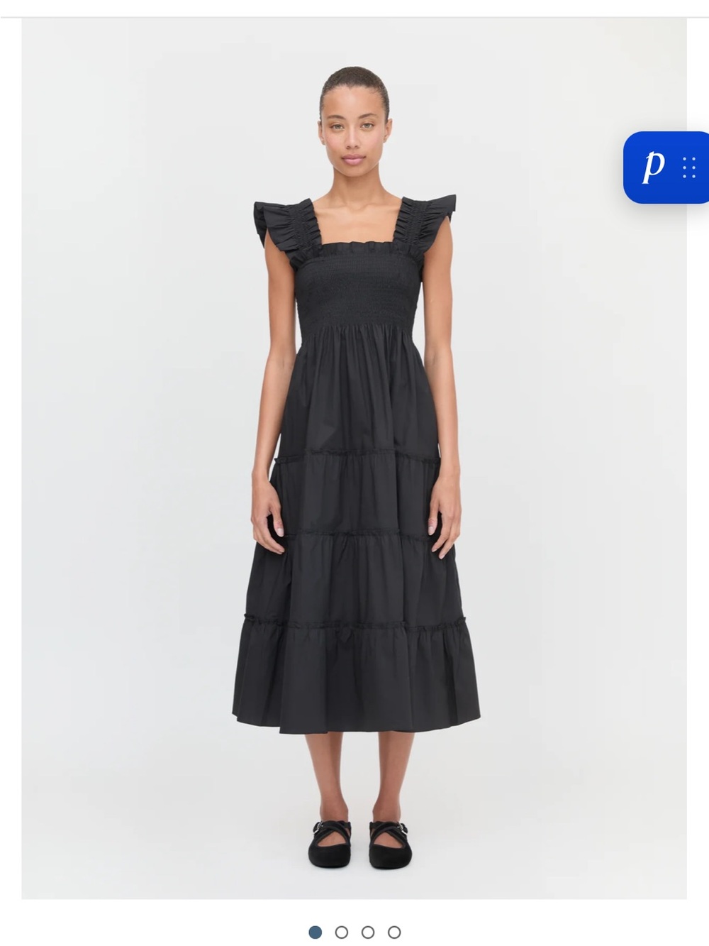 Hill House Black Smocked Bodice Tiered Midi Dress